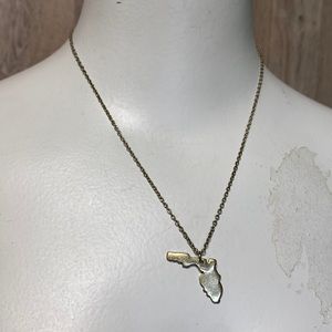 Soft Faux Gold Florida state FL shape silhouette gold toned Necklace claw clasp